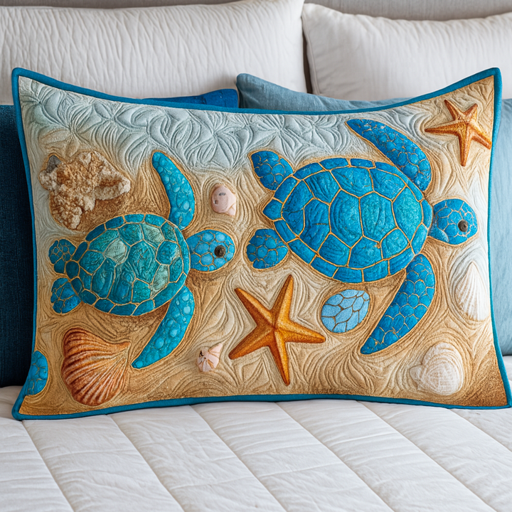 Peaceful Turtle Cove Quilted Bedding Pillow Case