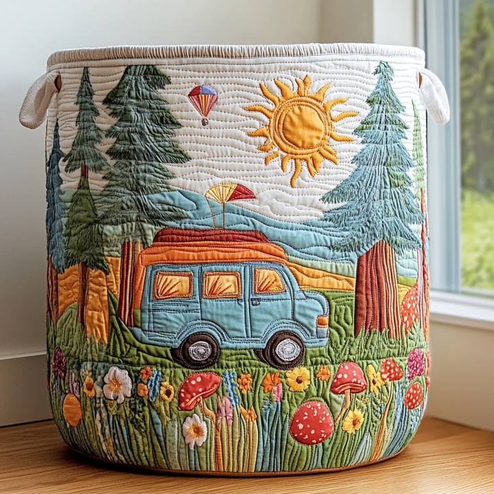 Peaceful Trip Quilted Laundry Basket
