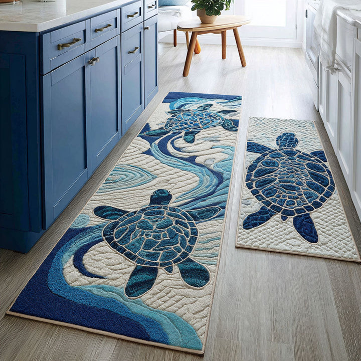 Peaceful Turtle Trail Kitchen Area Rug