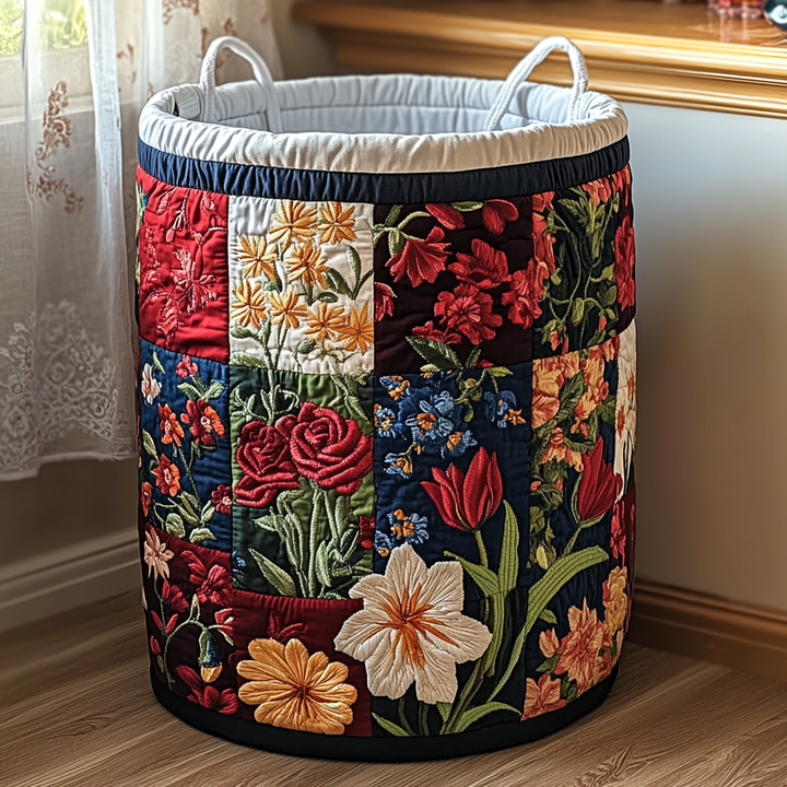 Petal Charm Quilted Laundry Basket