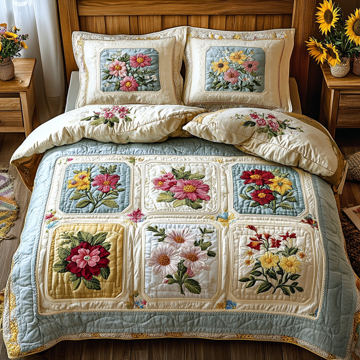 Petal Dreams 3-Piece Quilted Bedding Set