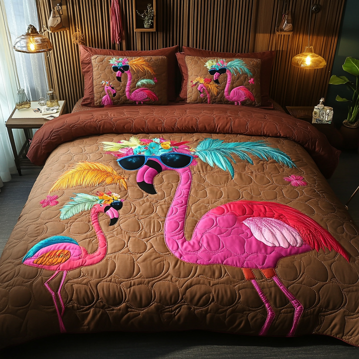 Flamingo 3-Piece Quilted Bedding Set
