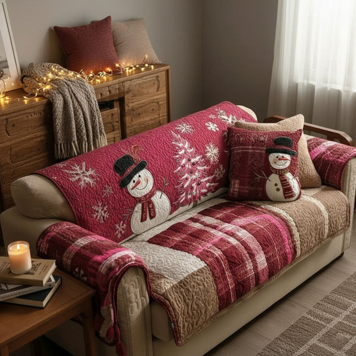 Pink Frost Festive Nights Quilted Sofa Cover