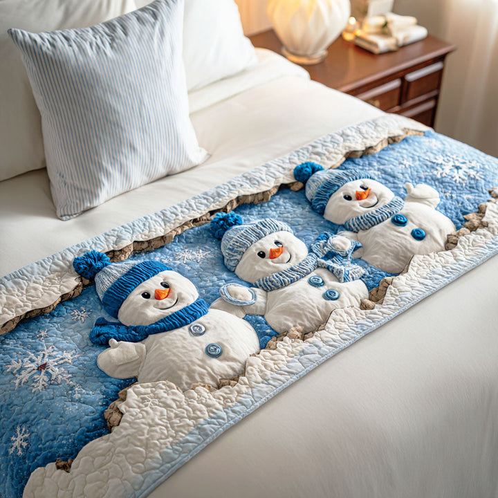 Polar Snowman Joy Quilted Bed Runner