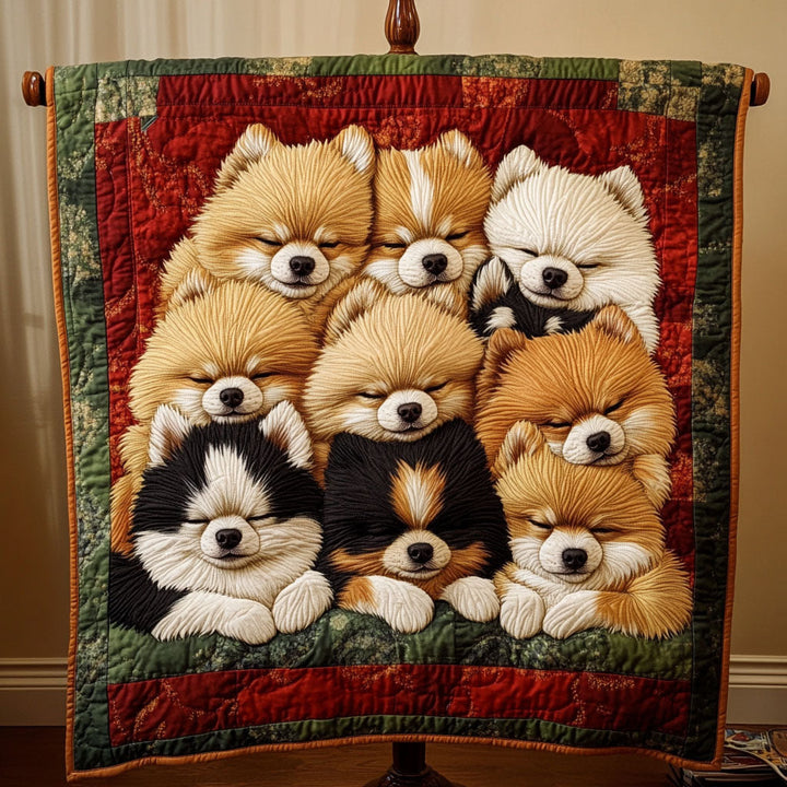 Pomeranian Pals Quilted Blanket