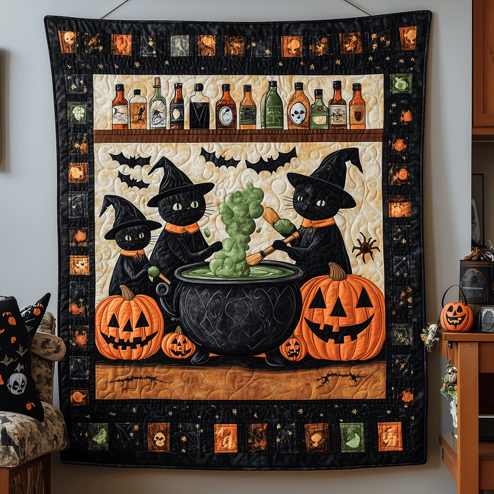 Potion Bubbles Cats Quilted Blanket