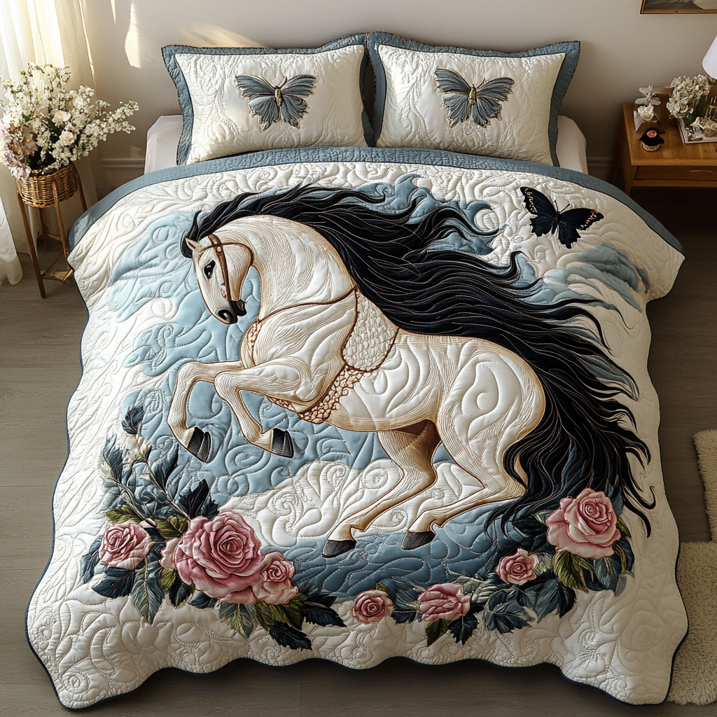 Horse 3-Piece Quilted Bedding Set