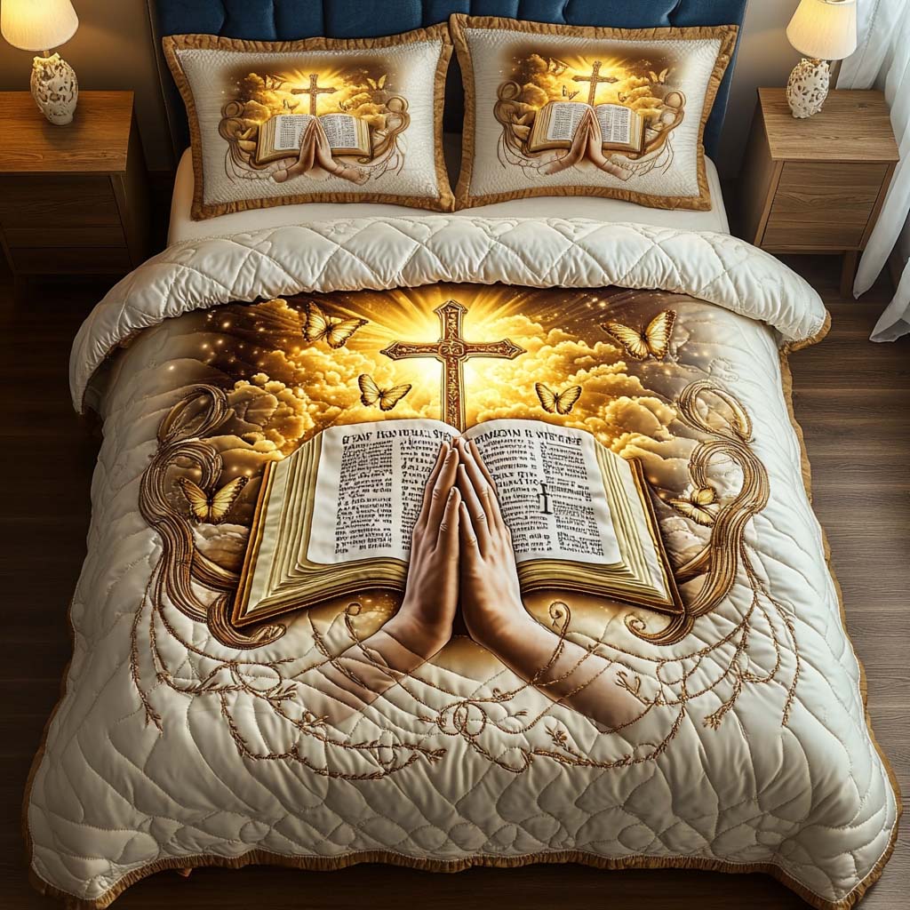 Cross 3-Piece Quilted Bedding Set