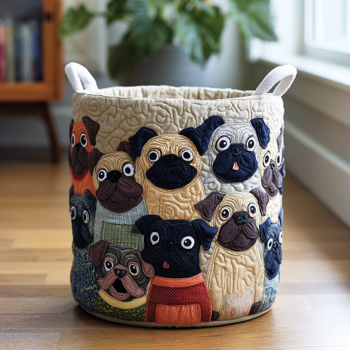 Pug Spirit Quilted Laundry Basket