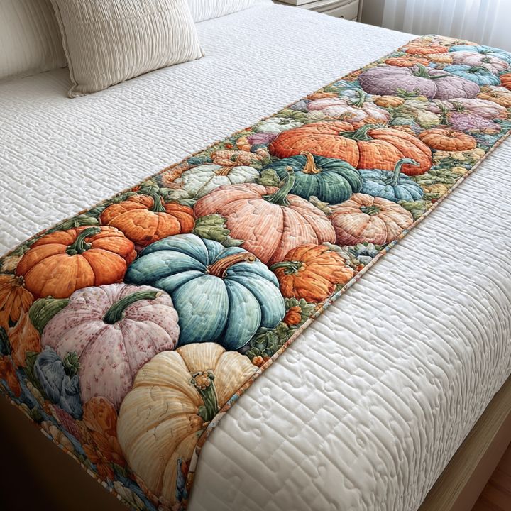 Pumpkin Charm Quilted Bed Runner