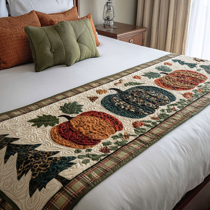 Pumpkin Trail Quilted Bed Runner