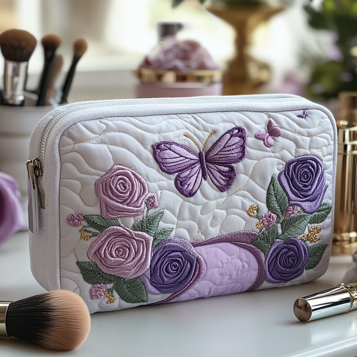 Purple Elegance Quilted Makeup Bag