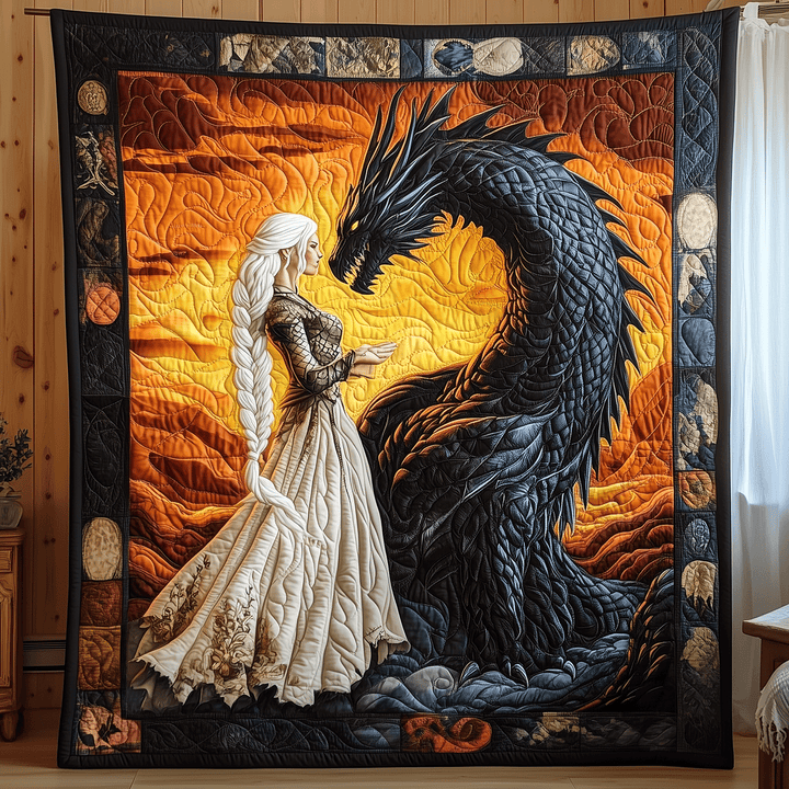 Queen of Dragons Quilted Blanket