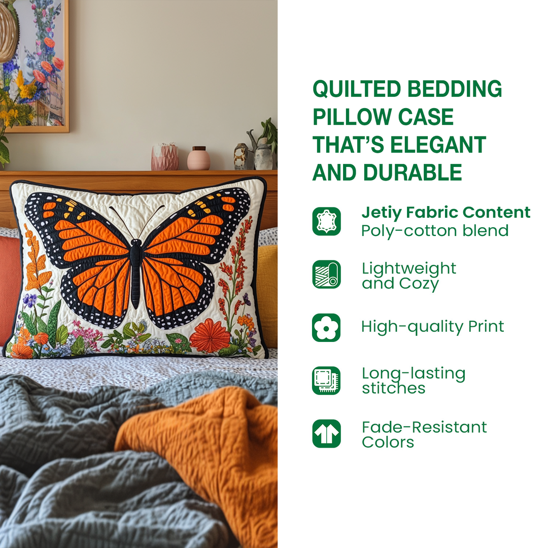 Floral Flamingo Quilted Bedding Pillow Case