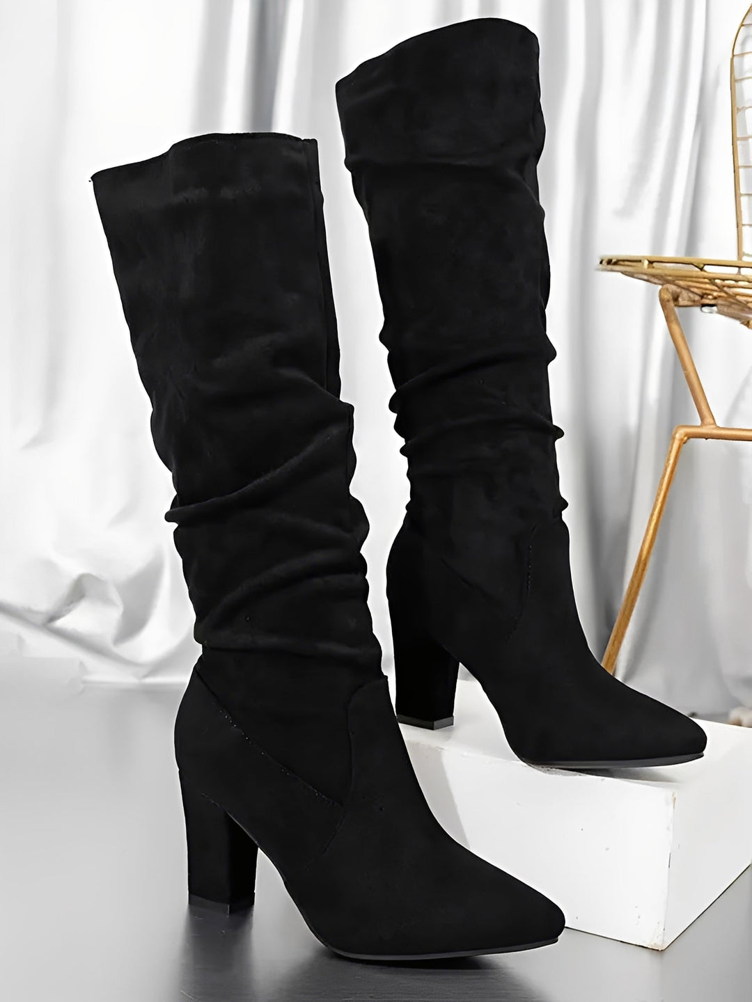 Pointed Knee-High Boots
