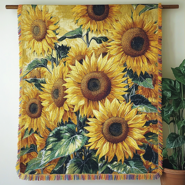 Radiant Petals Woven Sofa Blanket