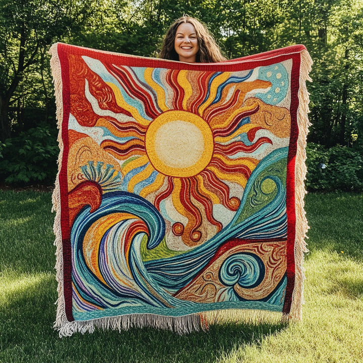 Radiant Waves Woven Sofa Blanket