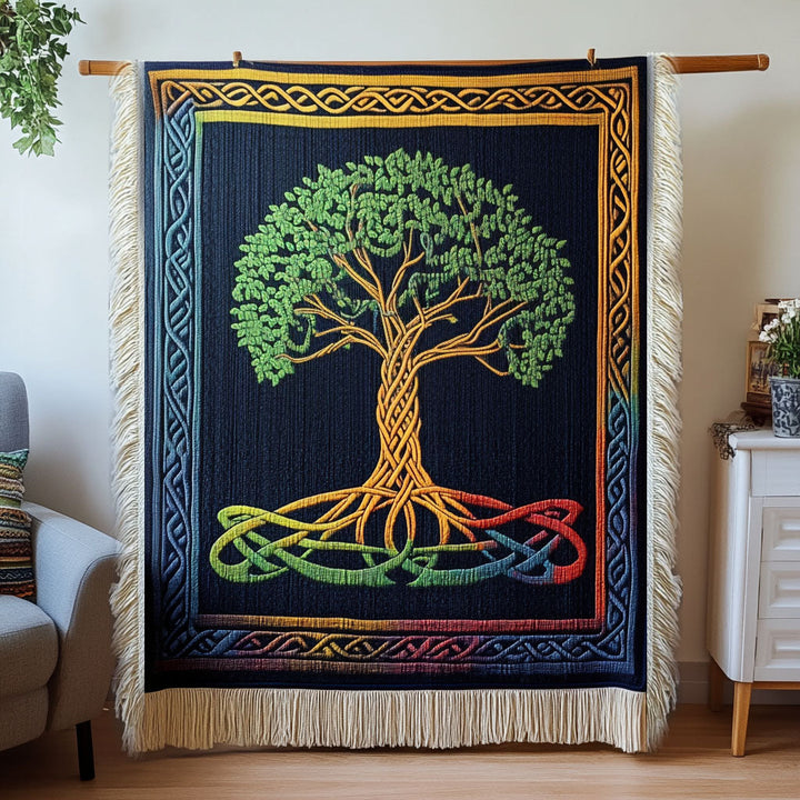 Rainbow Celtic Tree Woven Sofa Blanket