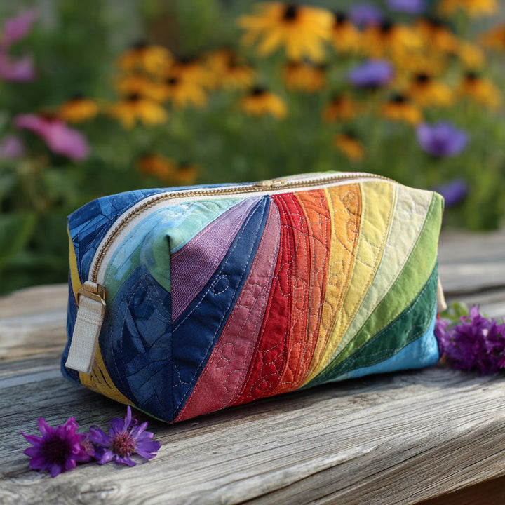 Rainbow Flow Quilted Makeup Bag