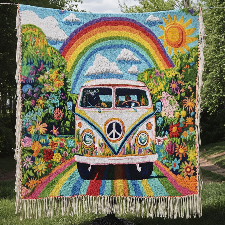 Rainbow Road Trip Woven Sofa Blanket