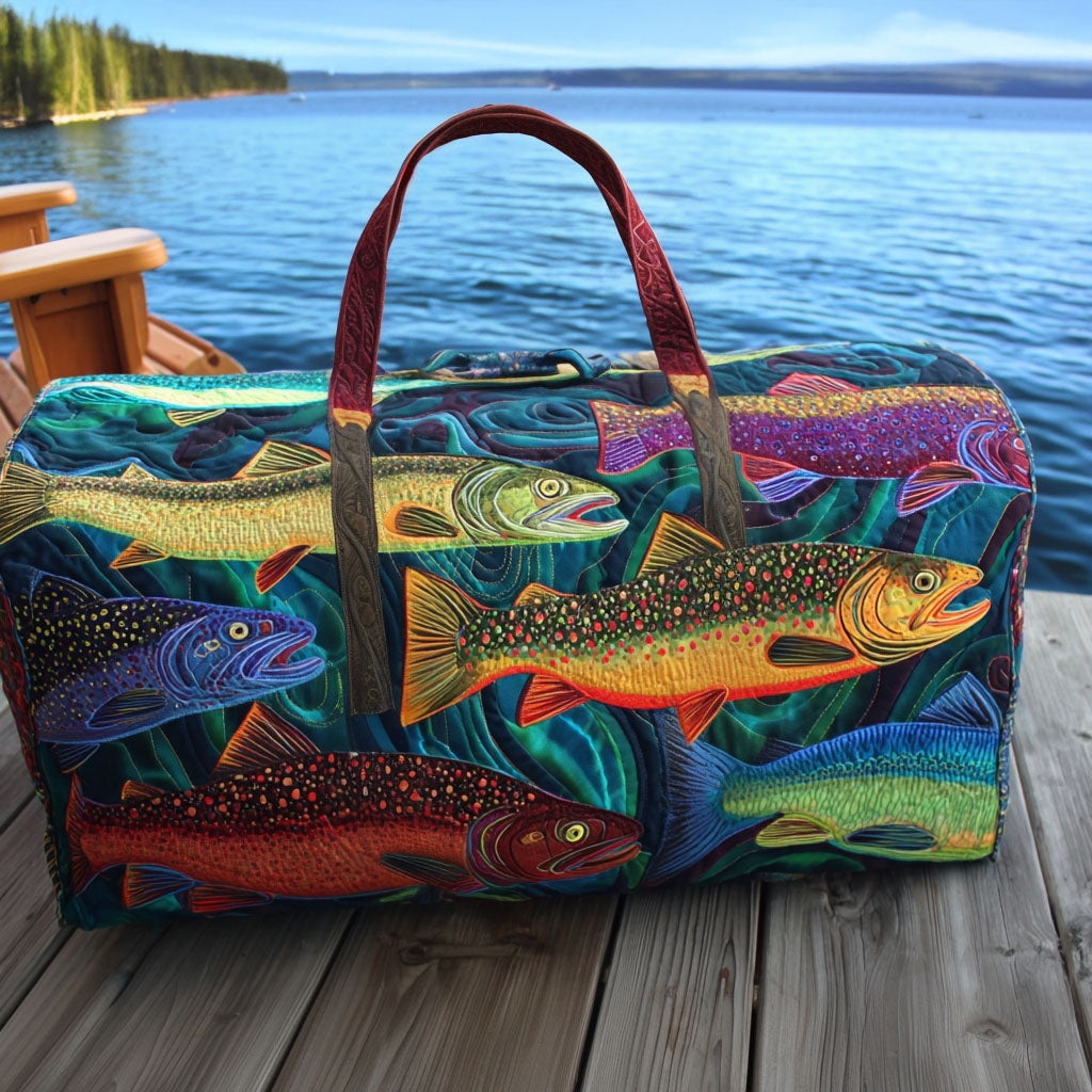 Rainbow Trout Quilted Duffle Bag