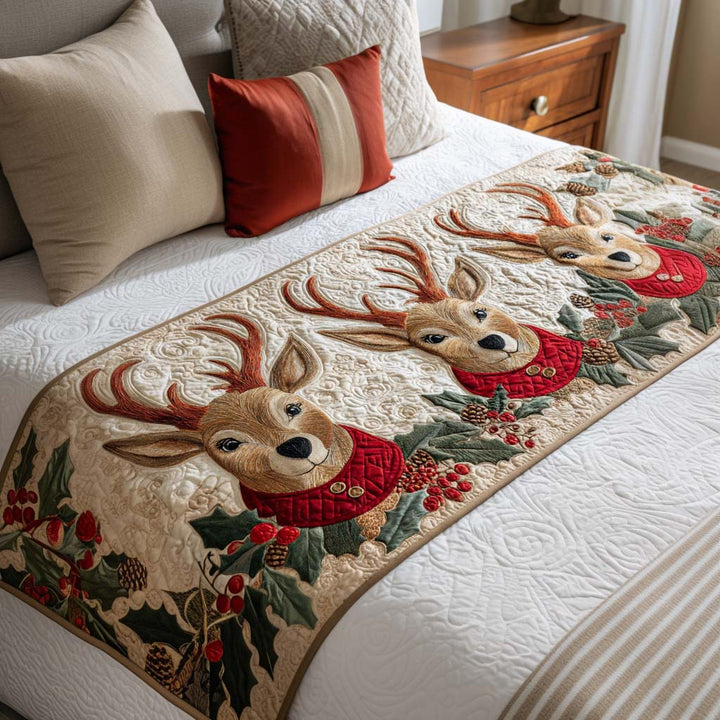 Red Cardinals Quilted Bed Runner