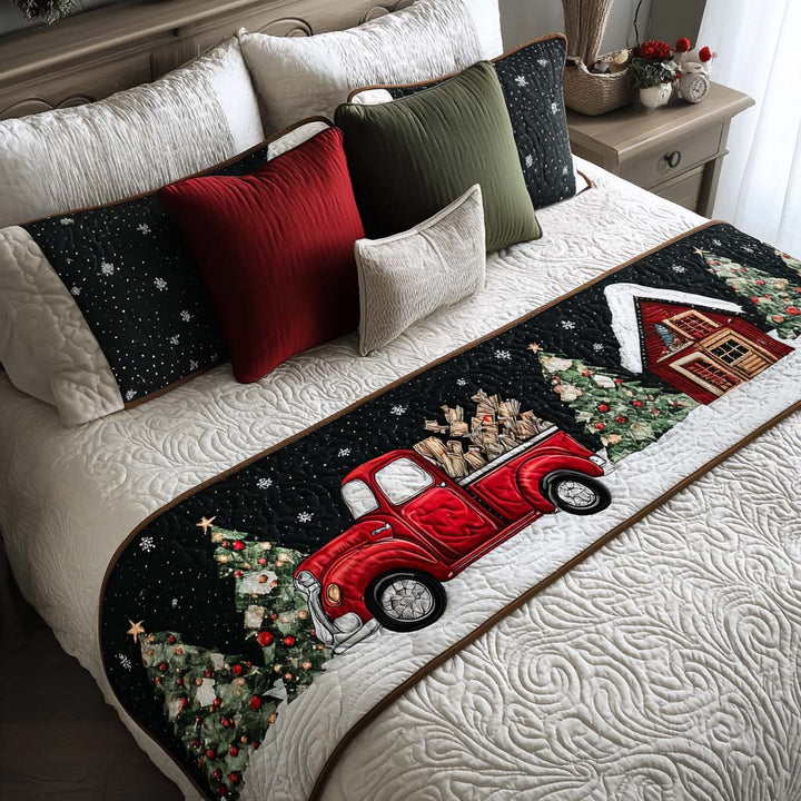 Red Truck Quilted Bed Runner