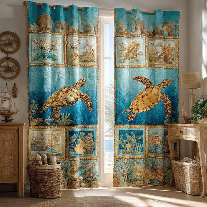 Reef Turtle Story Quilted Curtains