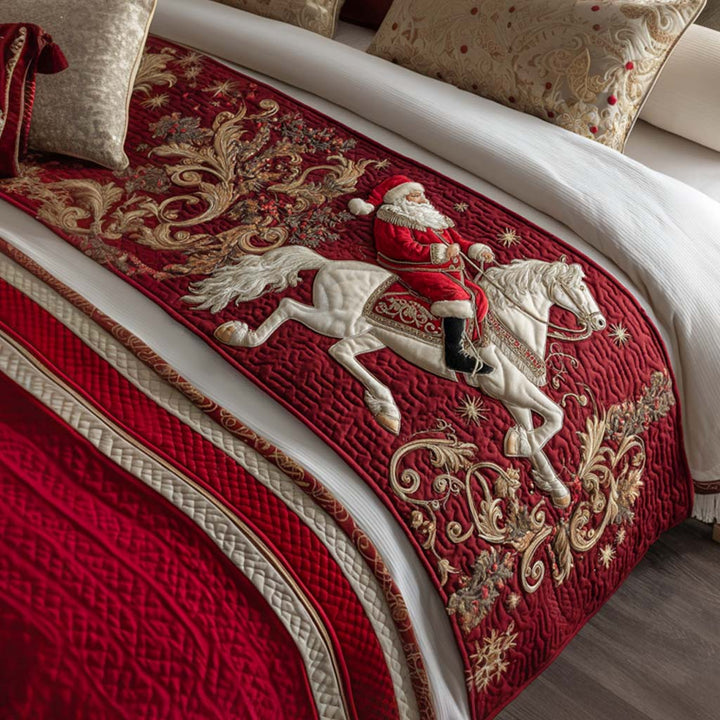 Regal Santa Ride Quilted Bed Runner