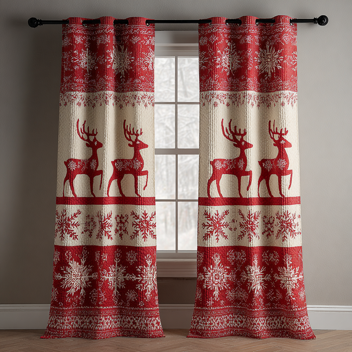 Reindeer Light Quilted Curtains