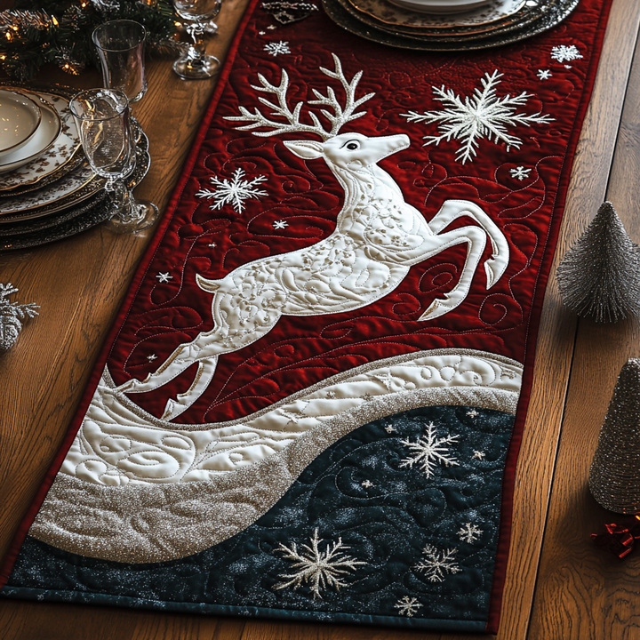 Reindeer Winter Magic Quilted Table Runner