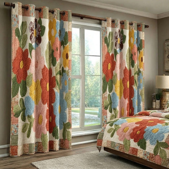 Retro Daisy Quilted Curtains