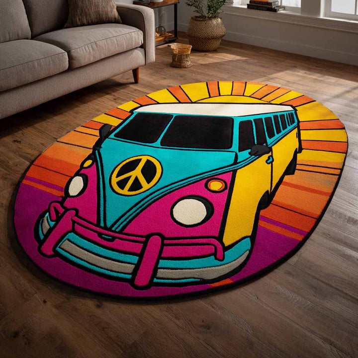 Retro Ride Custom Shape Area Rug
