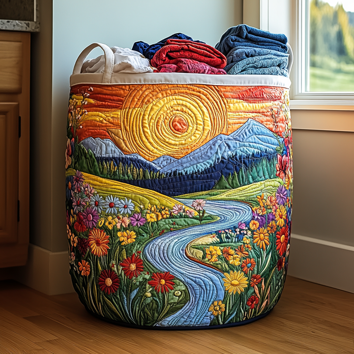 River Bloom Quilted Laundry Basket