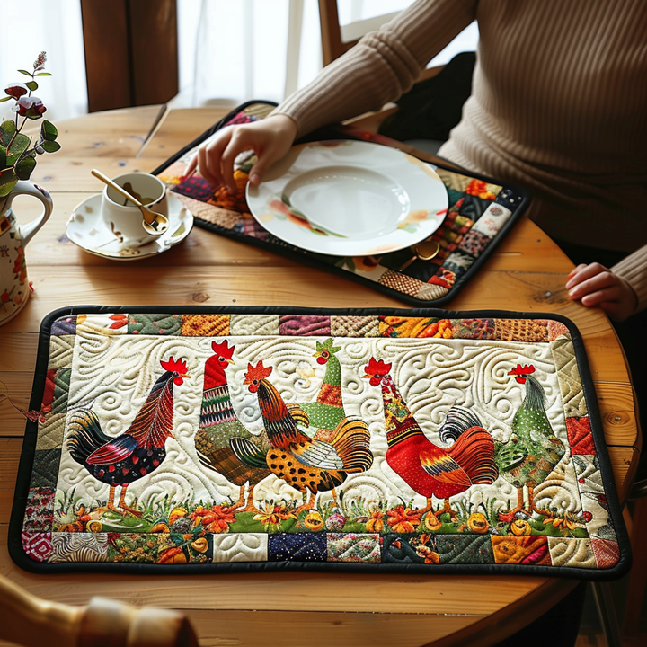 Rooster Patchwork Quilted Place Mat