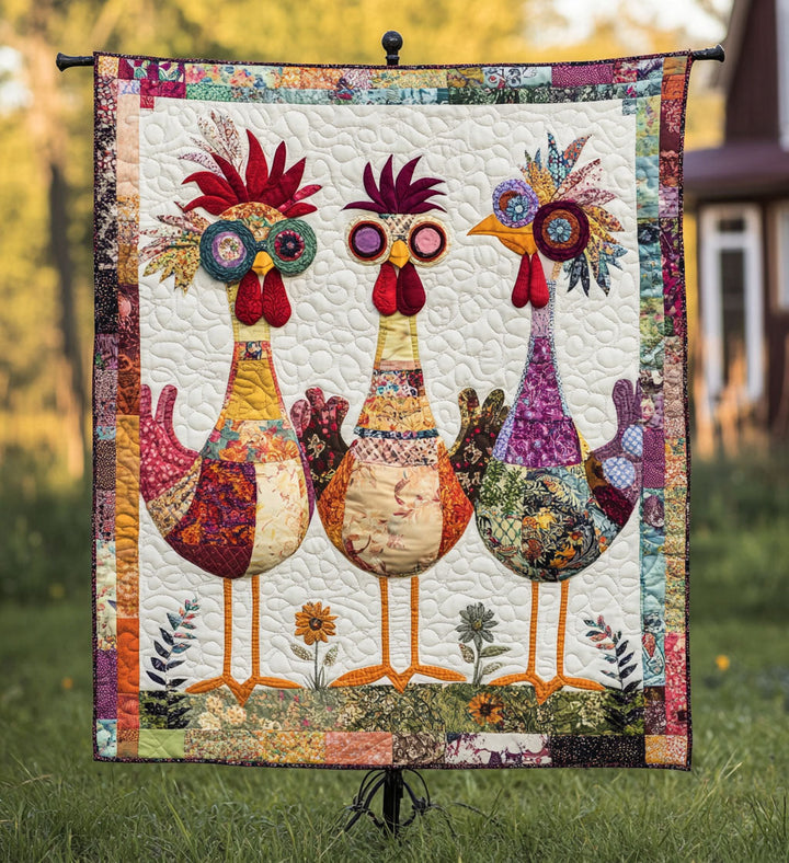 Rooster Garden Charm Quilted Blanket