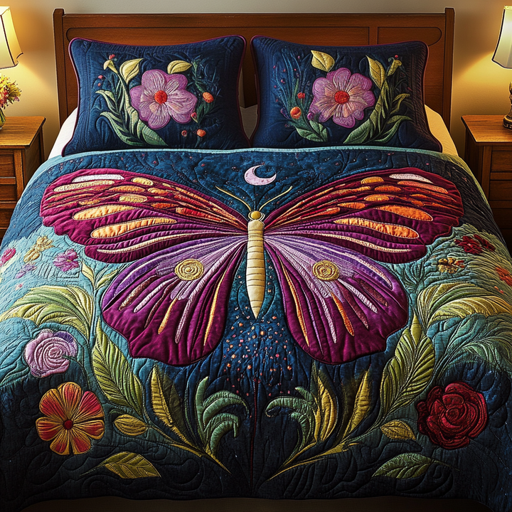 Butterfly Quilted Bedding Set