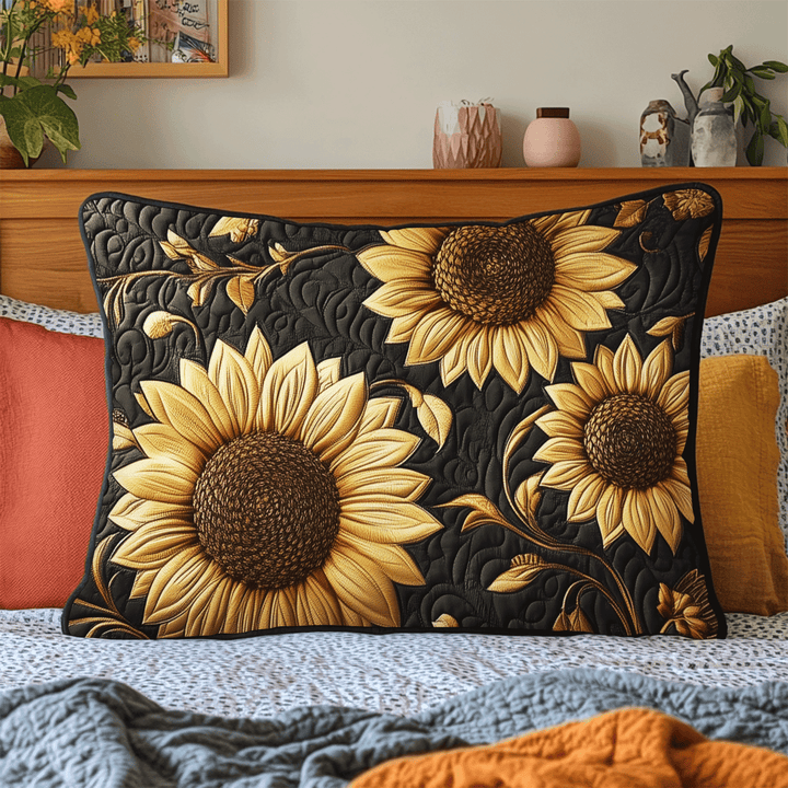 Rustic Sunflower Quilted Bedding Pillow Case