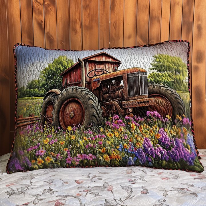 Rustic Tractor Quilted Bedding Pillow Case