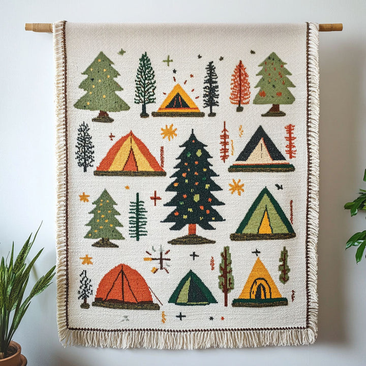 Rustic Tent Pattern Woven Sofa Blanket