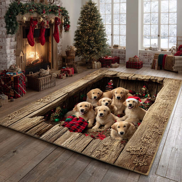 Christmas Golden Retriever Area Rug