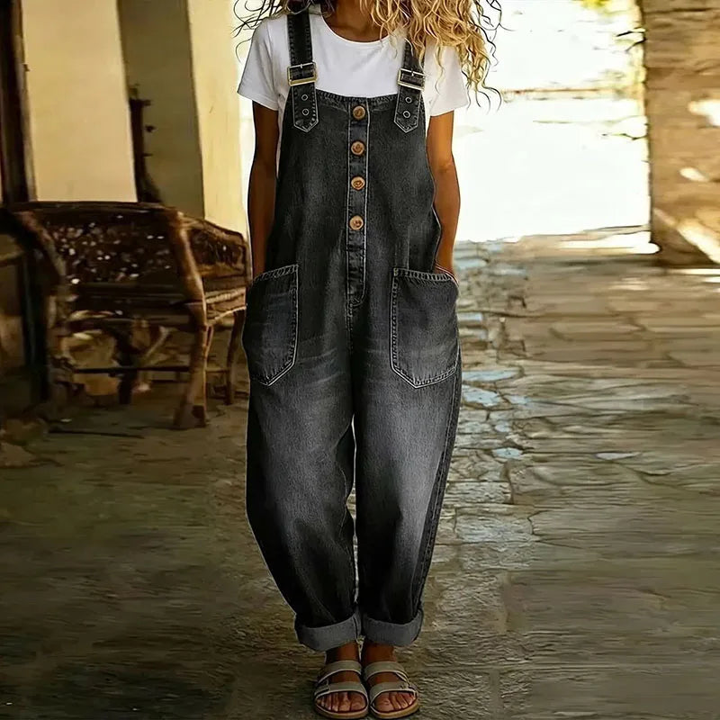 Marianna - Vintage Soft Cotton Jumpsuit with Denim Look