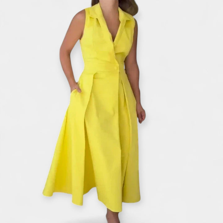 Midi dress with a collar