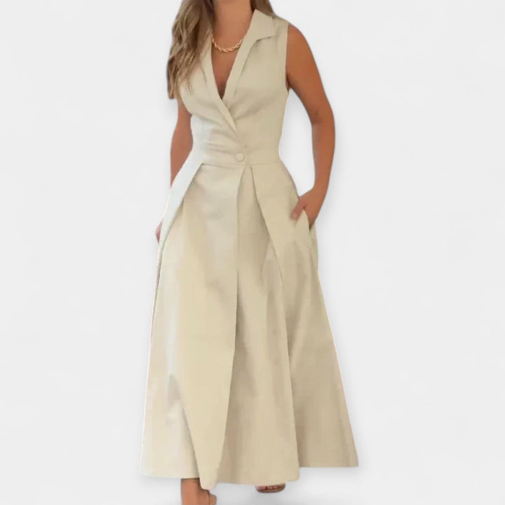 Midi dress with a collar