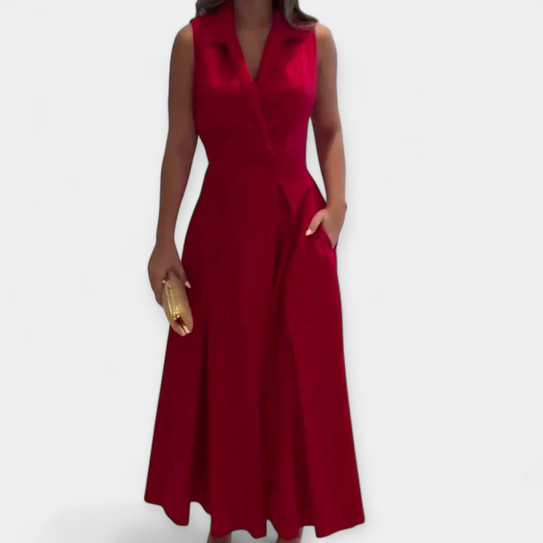 Midi dress with a collar
