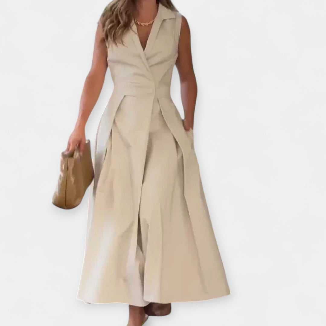 Midi dress with a collar