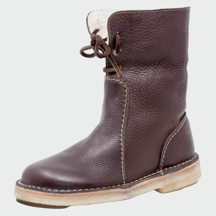 Valerie - Waterproof leather boots with wool lining