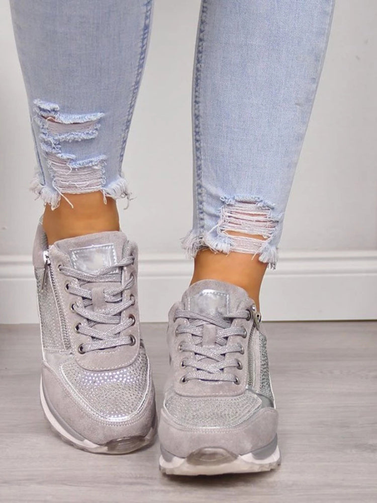 Zipped Lace-Up Sneakers