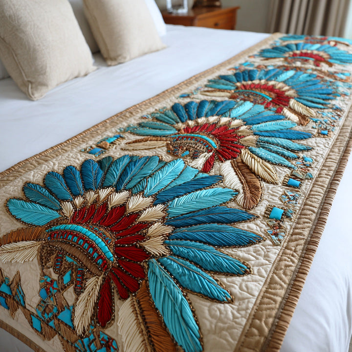 Sacred Headdress Quilted Bed Runner