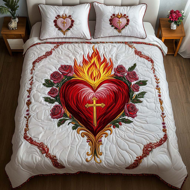 Cross 3-Piece Quilted Bedding Set